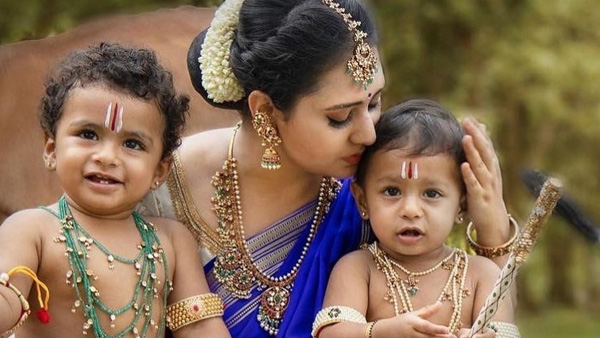 Amulya's Twin-Childrens Spread Joy on Krishna Janmashtami 2023: Adorable Moments Captured!